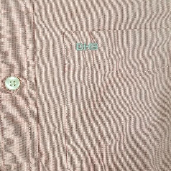 DH3 Shirt Men's Small Button Down Long Sleeve 100% Cotton Off Red Office Preppy - Picture 6 of 10